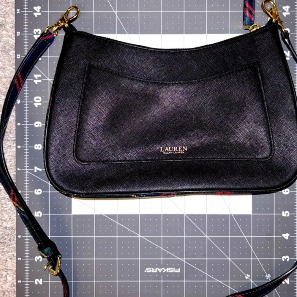 Ralph Lauren Crosshatch Leather Medium Danni plaid bag - Picture 5 of 8